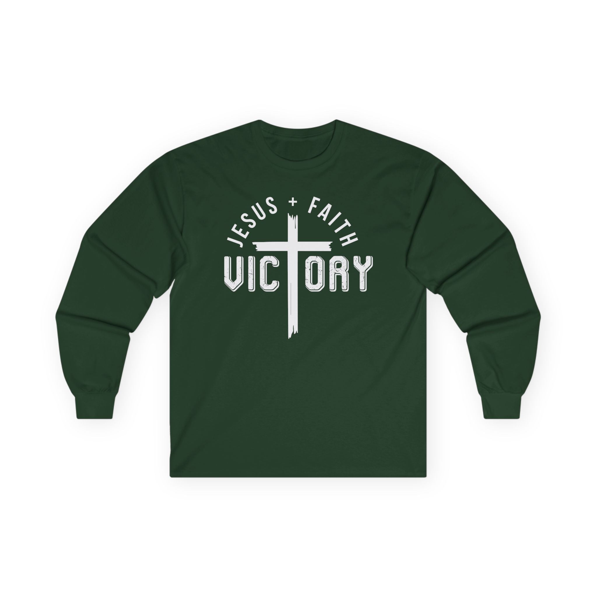 Jesus + Faith = Victory Long Sleeve Tee | Christian Faith Shirt