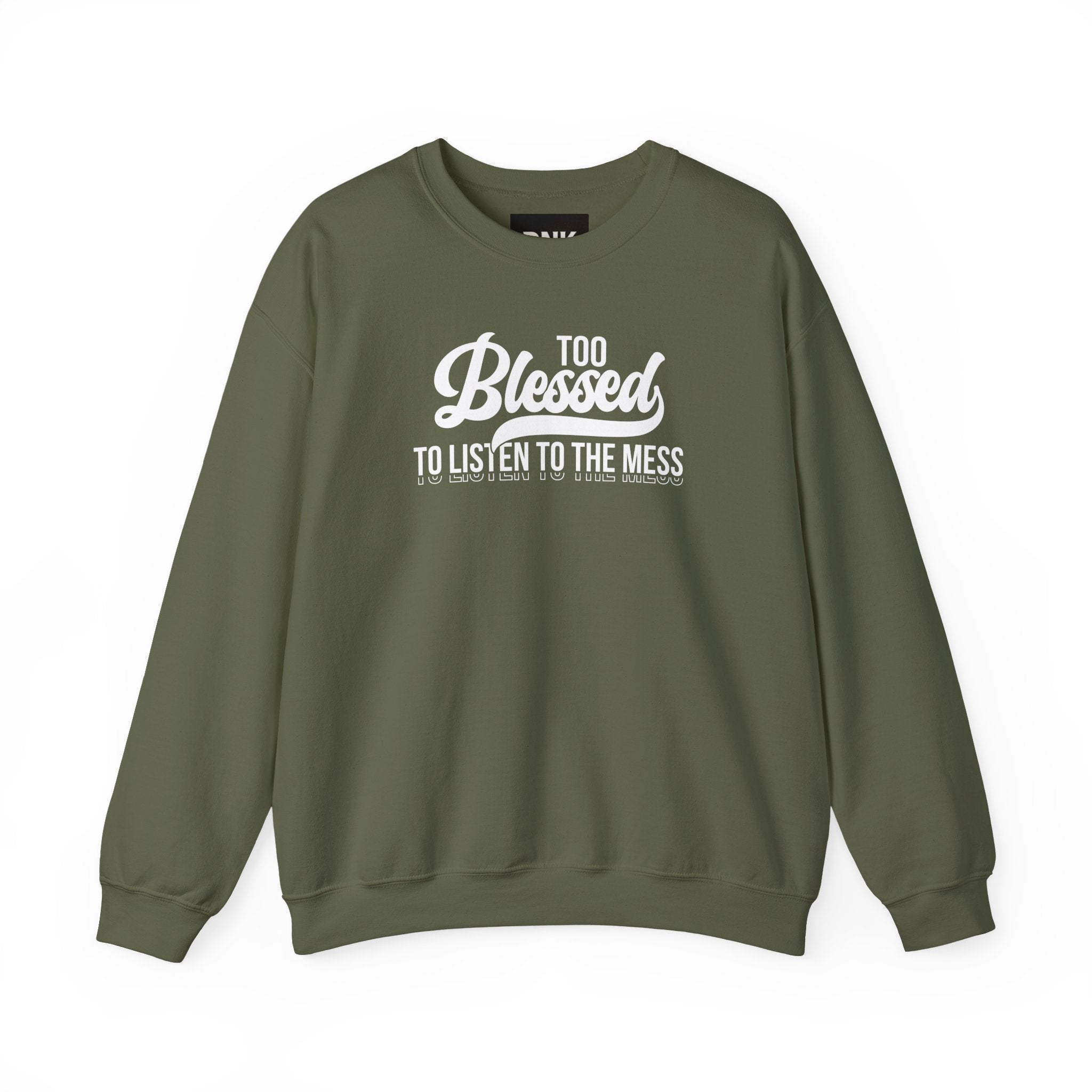 Too Blessed to Listen to the Mess Sweatshirt|Cross on Back | Christian Sweatshirt| Bible Verse Hoodie | Religious Shirt| Faith Tee